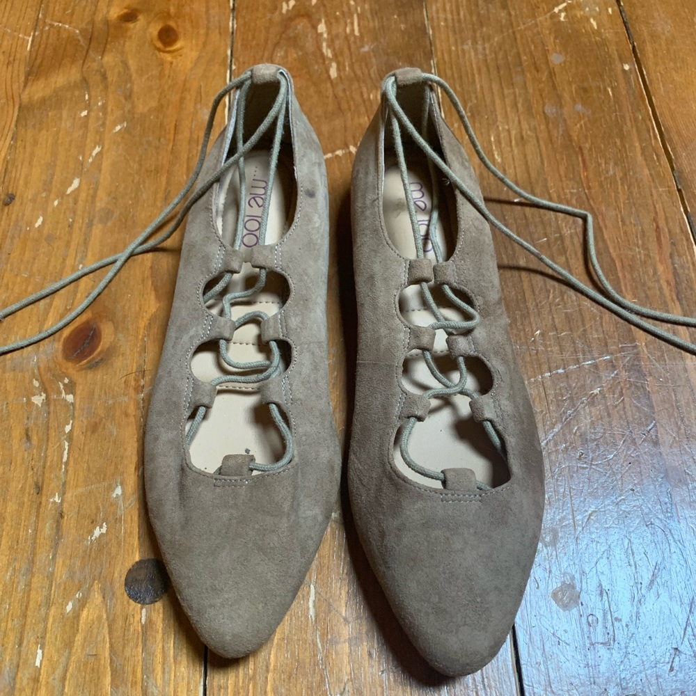 Lace up, suede ballet flats